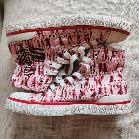 Isabel Marant Benkeen Red/Pink Tie-Dye Canvas High-Top Sneakers — US 7 - Picture 4 of 14